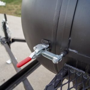 wood charcoal pit smoker trailer with wood cage and firebox - view 8