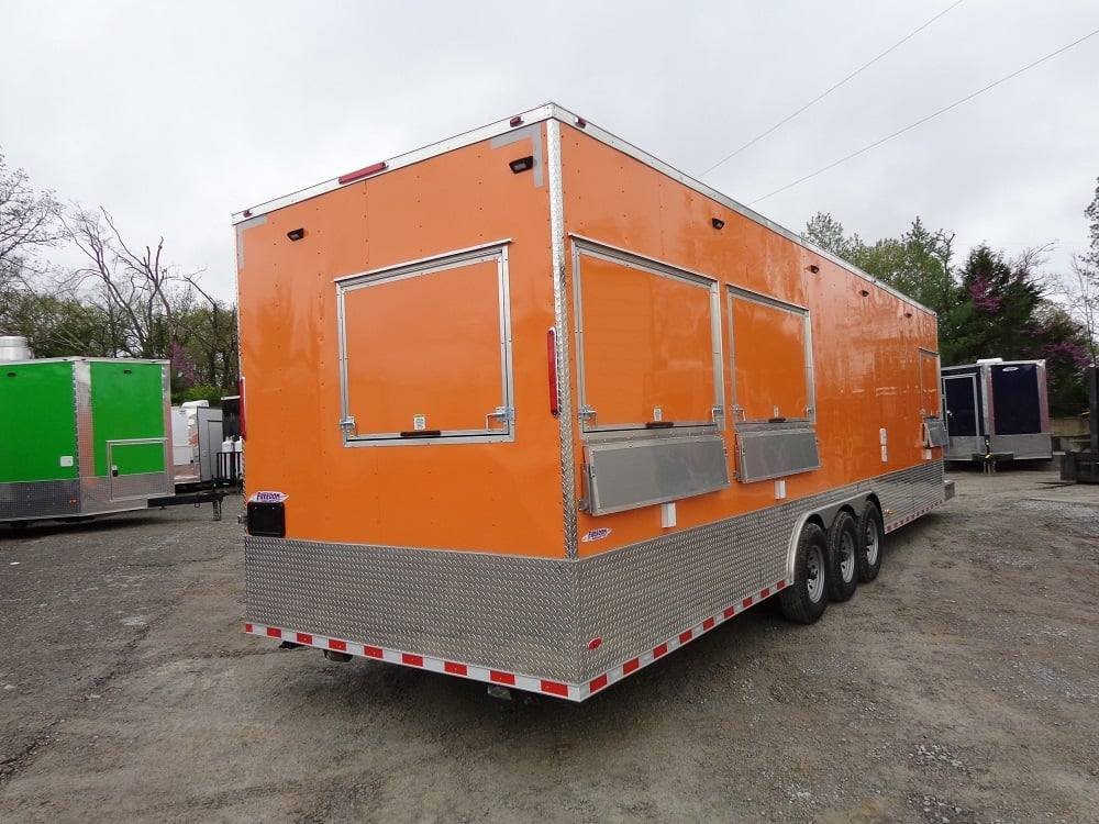 8.5′ x 30′ Orange Flat Nose Food Concession Trailer With Appliances — photo 12