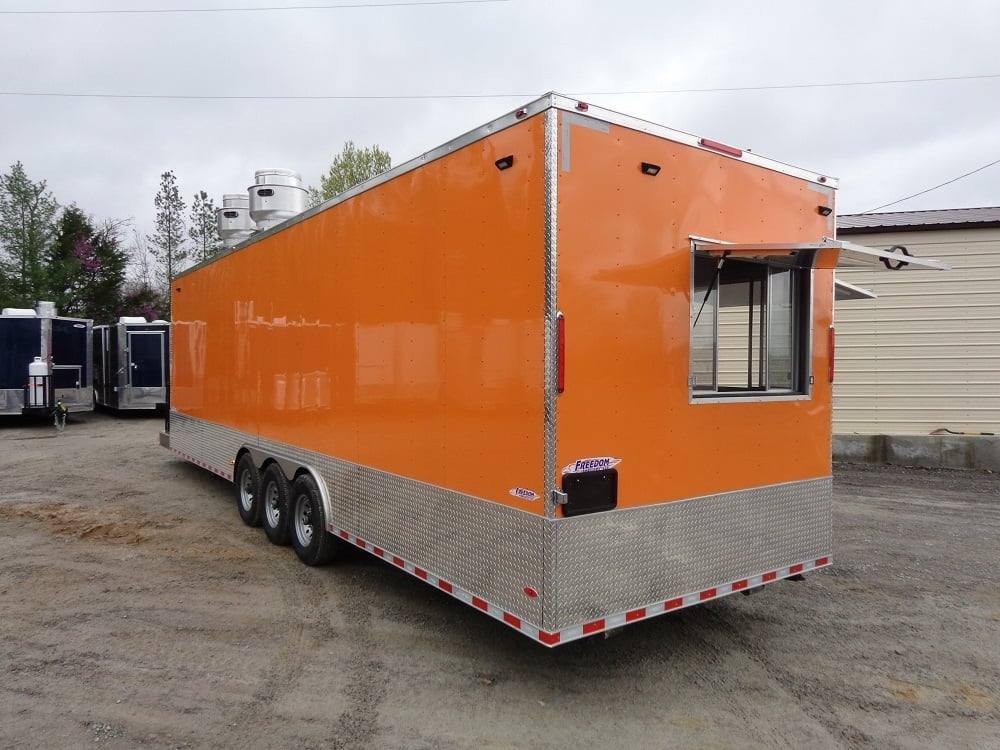 8.5′ x 30′ Orange Flat Nose Food Concession Trailer With Appliances — photo 2