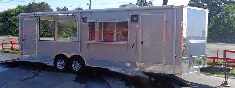 Concession Trailer 8.5′ x 26′ Silver – BBQ Smoker Food Catering — photo 5