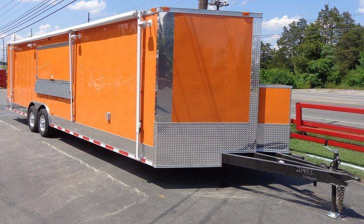 Concession Trailer 8.5′ x 28′ (Orange) Event Catering BBQ Food Enclosed — photo 7