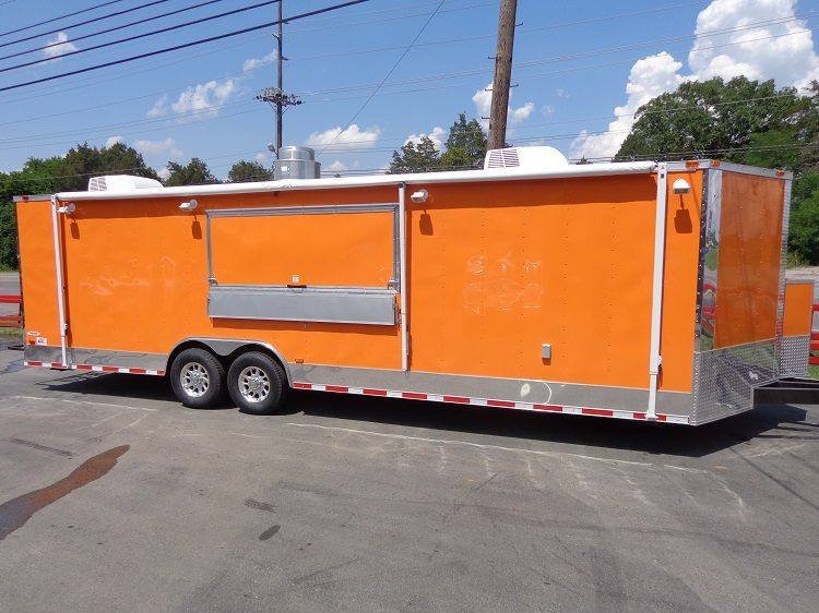 Concession Trailer 8.5′ x 28′ (Orange) Event Catering BBQ Food Enclosed — photo 9