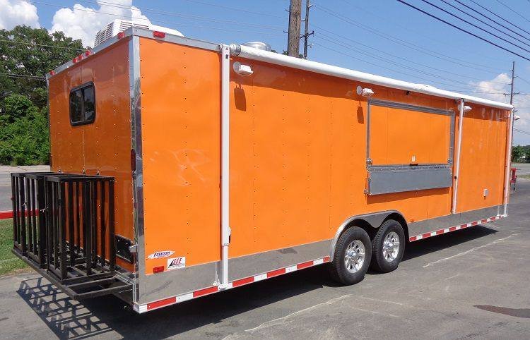 Concession Trailer 8.5′ x 28′ (Orange) Event Catering BBQ Food Enclosed — photo 4
