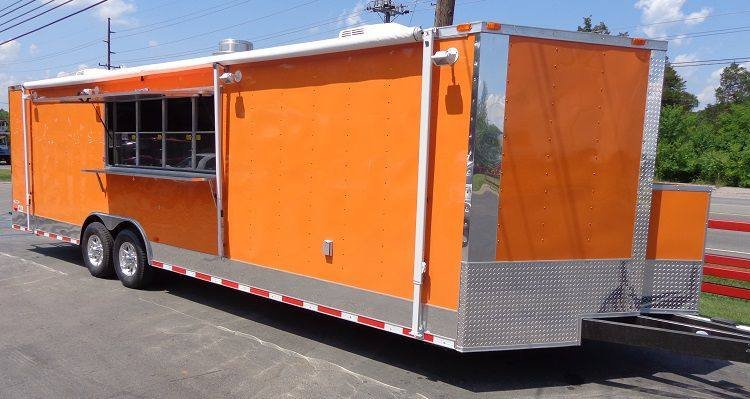 Concession Trailer 8.5′ x 28′ (Orange) Event Catering BBQ Food Enclosed — photo 3