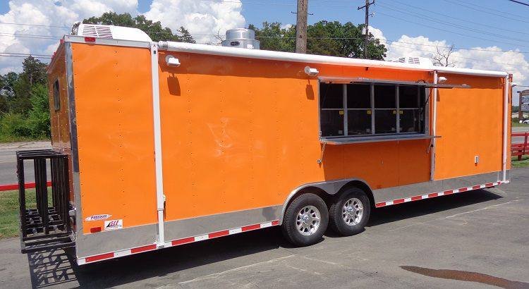 Concession Trailer 8.5′ x 28′ (Orange) Event Catering BBQ Food Enclosed — photo 8
