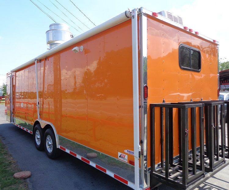 Concession Trailer 8.5′ x 28′ (Orange) Event Catering BBQ Food Enclosed — photo 11