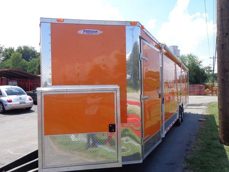 Concession Trailer 8.5′ x 28′ (Orange) Event Catering BBQ Food Enclosed — photo 2