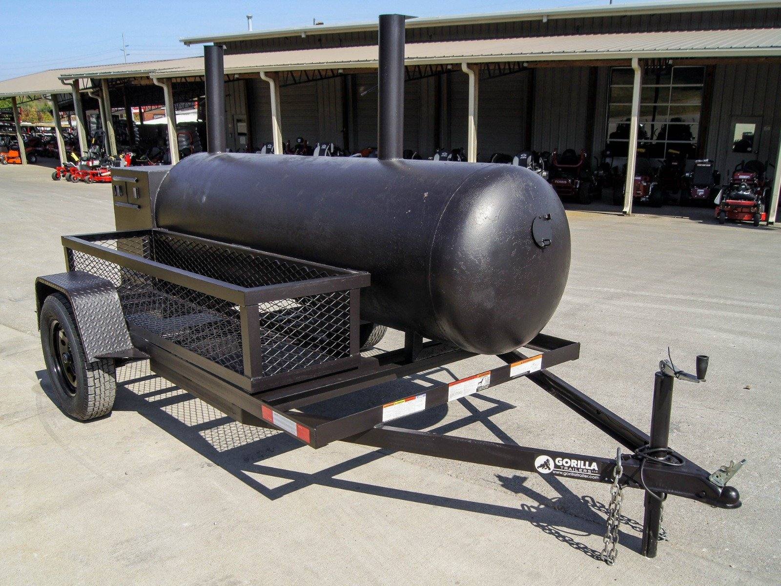 BBQ Smoker 300 Gallon Trailer Pull Behind with Charcoal Grill on the Front Compartment of Smoker — photo 7