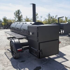 330 gallon stick burner smoker with wood cage and firebox - view 3