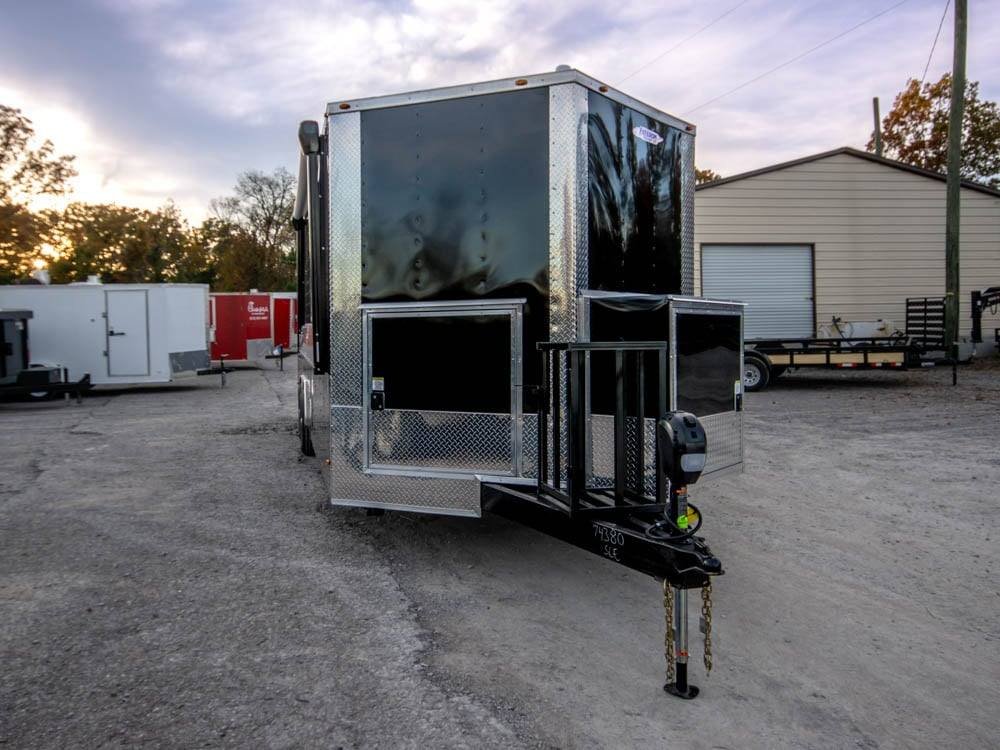 8.5′ x 26′ Black BBQ Vending Porch Style Concession Trailer — photo 5