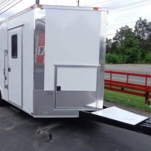 8.5 x 16 White Kitchen Trailer with fridge platform and marquee windows - view 13