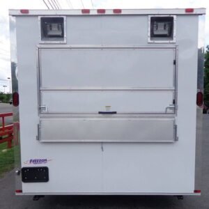 8.5 x 16 White Kitchen Trailer with fridge platform and marquee windows - view 8