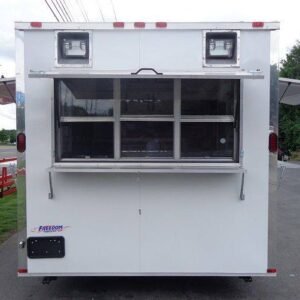 8.5 x 16 White Kitchen Trailer with fridge platform and marquee windows - view 11