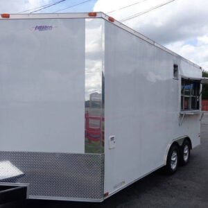 8.5 x 16 White Kitchen Trailer with fridge platform and marquee windows - view 14
