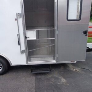 8.5 x 16 White Kitchen Trailer with fridge platform and marquee windows - view 7