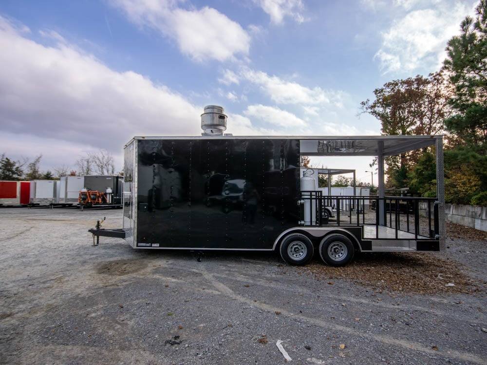 8.5′ x 22′ Black BBQ Concession Trailer with Appliances — photo 5
