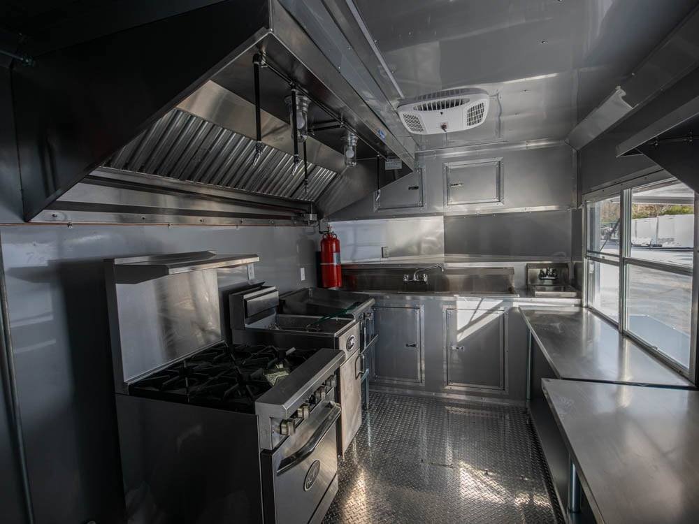8.5′ x 22′ Black BBQ Concession Trailer with Appliances — photo 11
