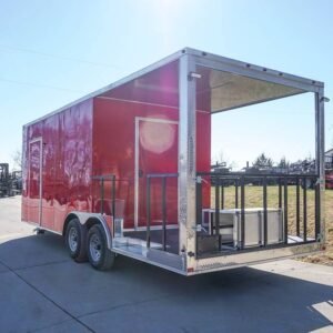 8.5 x 22 BBQ concession trailer red with 8-foot porch - view 5