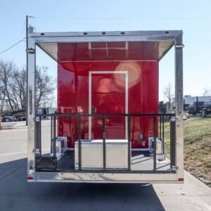 8.5 x 22 BBQ concession trailer red with 8-foot porch - view 6