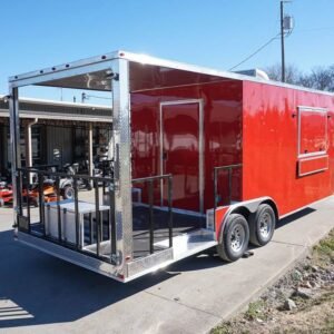 8.5 x 22 BBQ concession trailer red with 8-foot porch - view 7