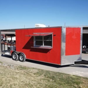 8.5 x 22 BBQ concession trailer red with 8-foot porch - view 9