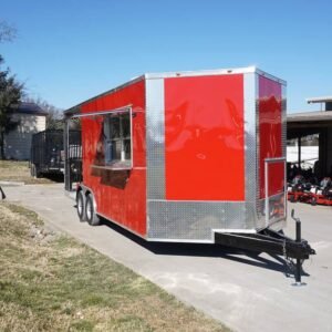 8.5 x 22 BBQ concession trailer red with 8-foot porch - view 11