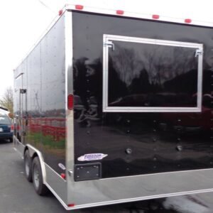8.5 x 16 Black Event Trailer with glass serving and flip-down windows - view 9