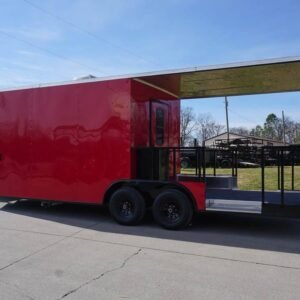 8.5 x 22 v-nose BBQ trailer red with 10-foot porch - view 6