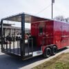 8.5 x 22 v-nose BBQ trailer red with 10-foot porch