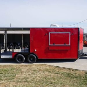 8.5 x 22 v-nose BBQ trailer red with 10-foot porch - view 10