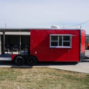 8.5 x 22 v-nose BBQ trailer red with 10-foot porch - view 11