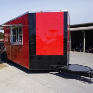 8.5 x 22 v-nose BBQ trailer red with 10-foot porch - view 9