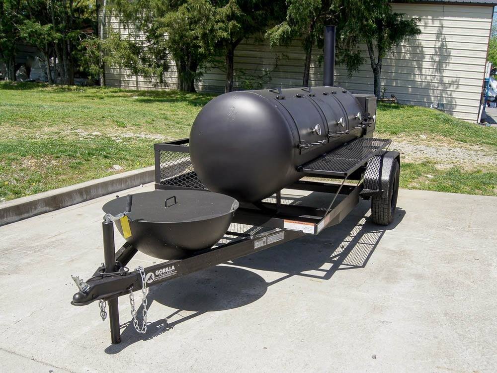 330 Gallon Pull Behind BBQ Smoker with Round Charcoal Grill 3500lb Axle — photo 2