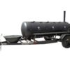 330 gallon pull-behind BBQ smoker with round tongue charcoal grill