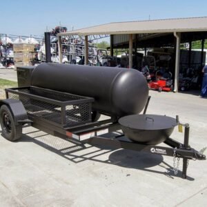 330 gallon pull-behind BBQ smoker with round tongue charcoal grill - view 7