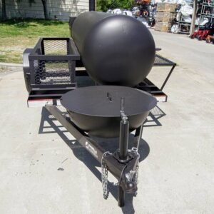 330 gallon pull-behind BBQ smoker with round tongue charcoal grill - view 8