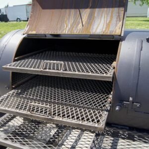 330 gallon pull-behind BBQ smoker with round tongue charcoal grill - view 14