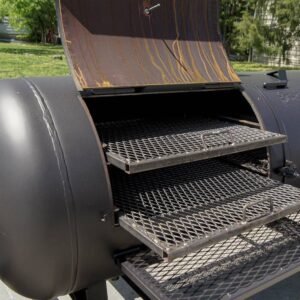 330 gallon pull-behind BBQ smoker with round tongue charcoal grill - view 15