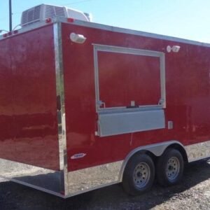 8.5 x 16 red event trailer with ergonomic counters - view 10