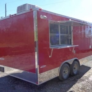8.5 x 16 red event trailer with ergonomic counters - view 8
