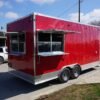 8.5 x 18 Red Catering Trailer with dual windows and grease hood