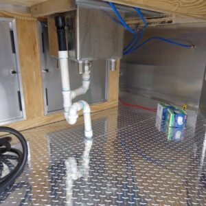 8.5 x 18 White Smoker Trailer with open porch and checkered awning - view 8
