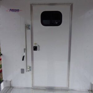 8.5 x 18 White Smoker Trailer with open porch and checkered awning - view 9
