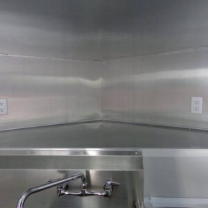 8.5 x 18 White Smoker Trailer with open porch and checkered awning - view 12