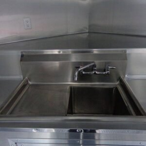 8.5 x 18 White Smoker Trailer with open porch and checkered awning - view 7