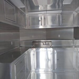 8.5 x 18 White Smoker Trailer with open porch and checkered awning - view 11