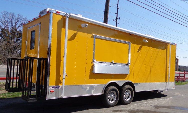 Concession Trailer 8.5′ x 24′ Yellow Enclosed Food BBQ Event Catering — photo 12