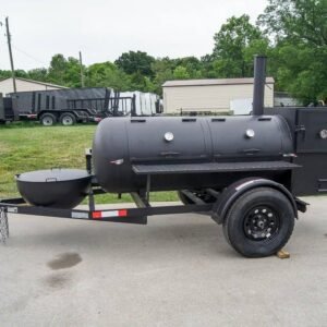 250 gallon charcoal grill smoker with round tongue grill - view 4