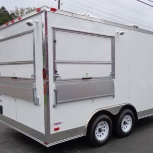 8.5 x 14 Custom Kitchen Trailer with dual marquee windows and vent hood - view 3