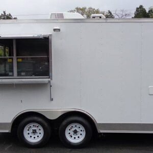 8.5 x 14 Custom Kitchen Trailer with dual marquee windows and vent hood - view 12